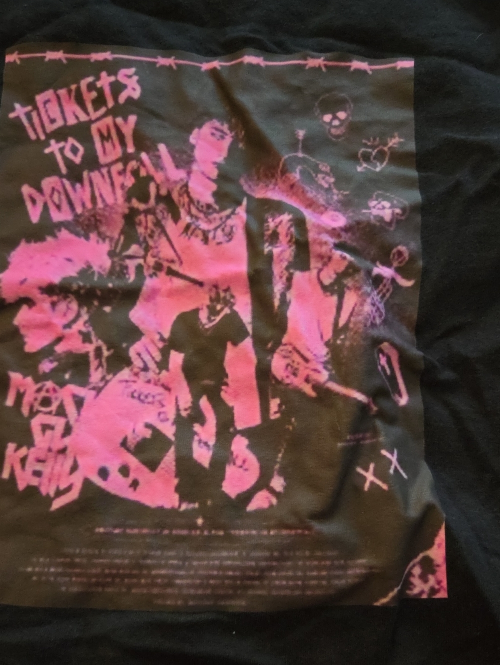 Gildan Black Tee with Hot Pink Graphic Band Art